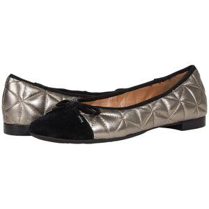 Aerosoles Womens Celia Slip On Ballet Flats Quilted Black Toe Sz 8.5 ‘gunmetal’